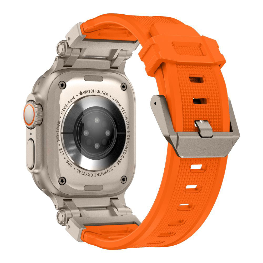 Kaiš Techsuit W064 za Apple Watch 49mm / 46mm / 45mm / 44mm / 42mm serije, Srebrno-narandžasti
