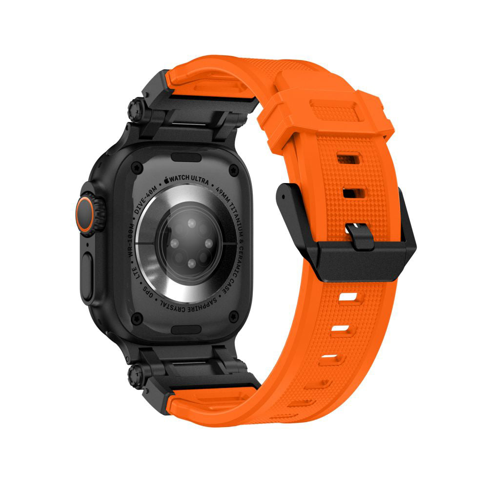 Kaiš Techsuit W064 za Apple Watch 49mm / 46mm / 45mm / 44mm / 42mm serije, Crno-Narandžasti