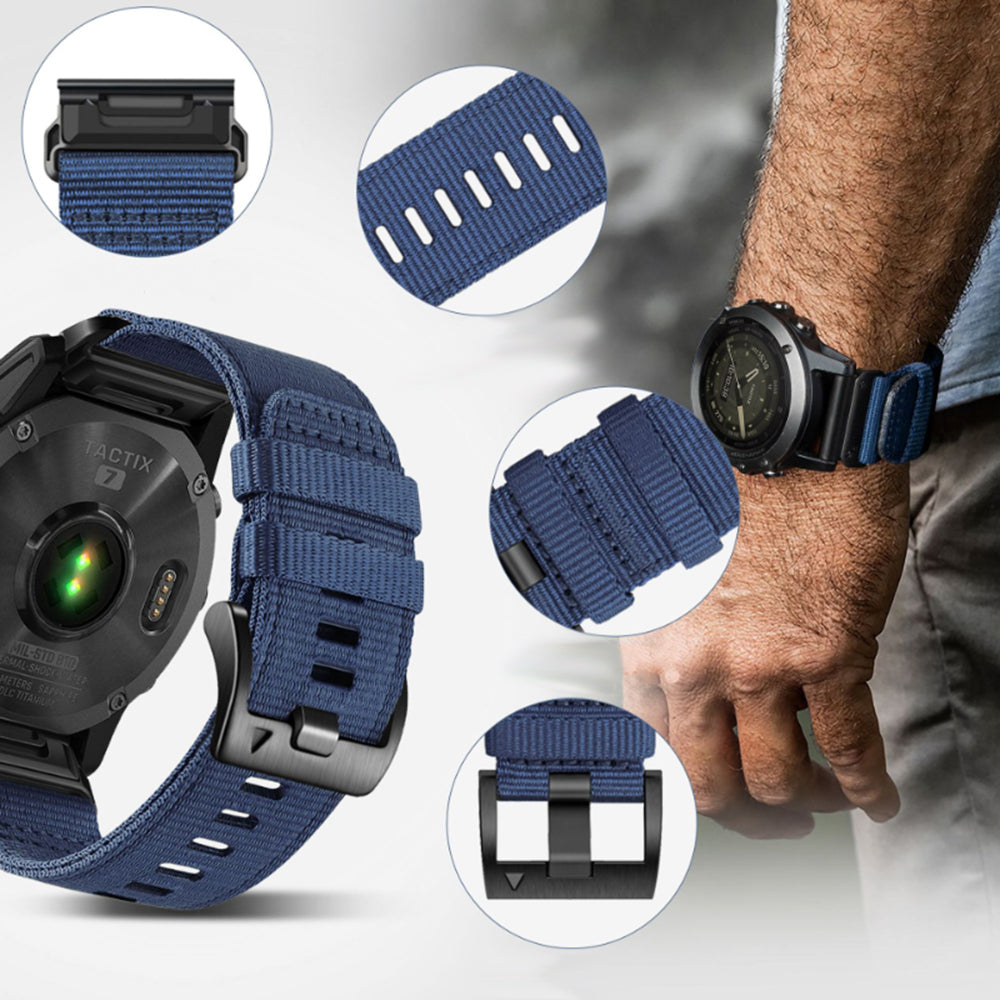 Curea Techsuit W070 za Garmin Watch Fenix / Forerunner / Approach Series, 22mm, Tamnoplava
