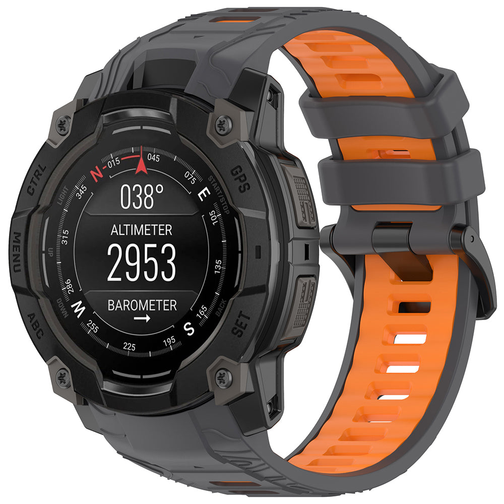 Kaiš Techsuit W077 za Garmin Instinct 3 50mm Solar / Instinct 3 50mm, Sivo Narandžasta