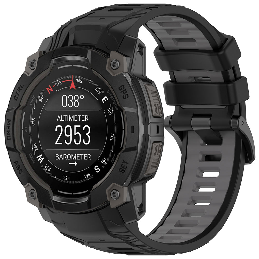 Kaiš Techsuit W077 za Garmin Instinct 3 50mm Solar / Instinct 3 50mm, Crno-Sivi