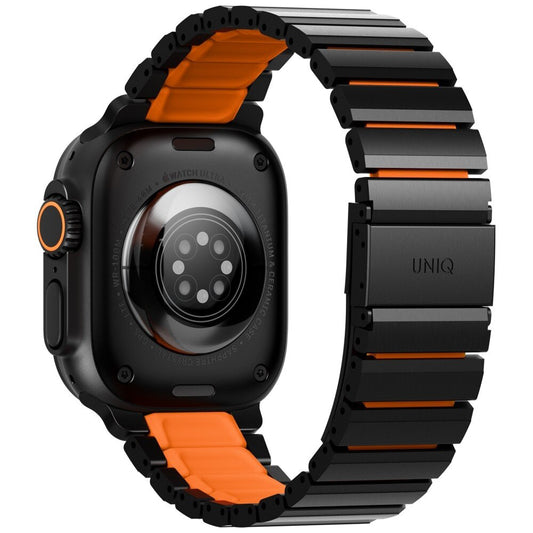 Kaiš UNIQ Strova Flex za Apple Watch 49mm / 46mm / 45mm / 44mm / 42mm Series, Crno Narandžasta