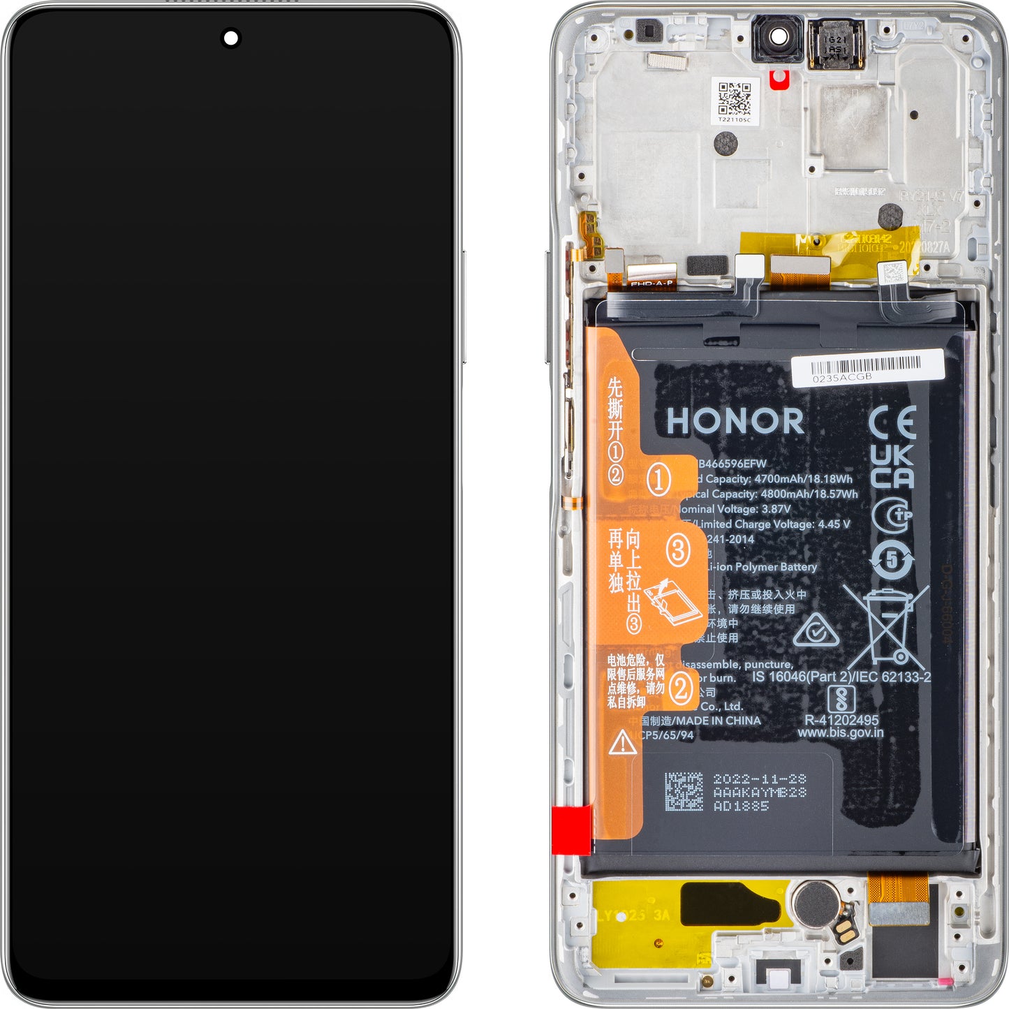 Display sa Touchscreen-om Honor Magic4 Lite, sa Ramom i Baterijom, Srebrni (Titanium Silver), Service Pack 0235ABSS