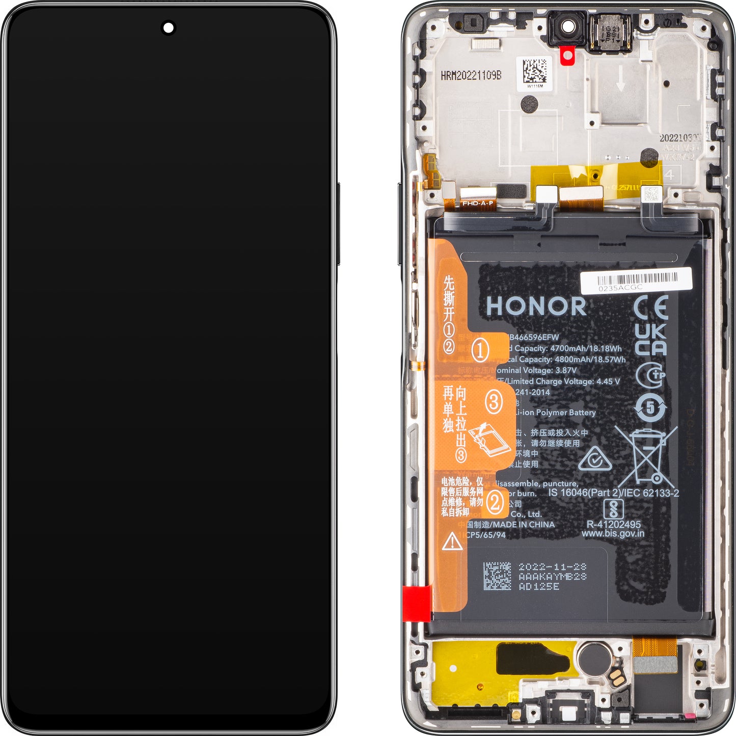 Display sa Touchscreen-om Honor Magic4 Lite, sa Ramom i Baterijom, Crni (Midnight Black), Service Pack 0235ABSK