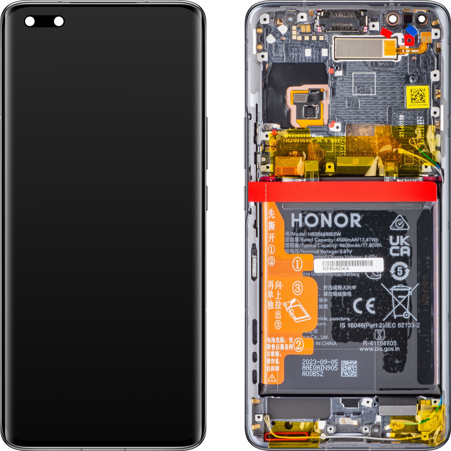Display sa Touchscreen-om Honor Magic4 Pro, sa Ramom i Baterijom, Crni, Service Pack 0235AGXA