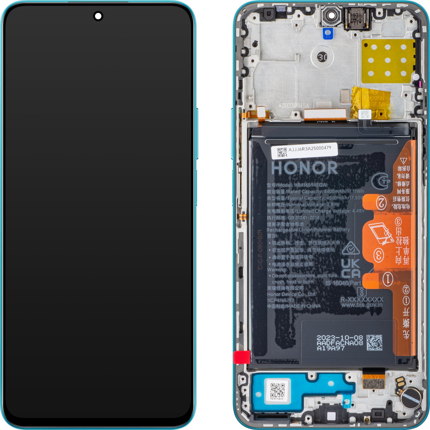 Display sa Touchscreen-om Honor 90 Lite / X8a, sa Ramom i Baterijom, Plavi (Cyan Lake), Service Pack 0235AEUJ
