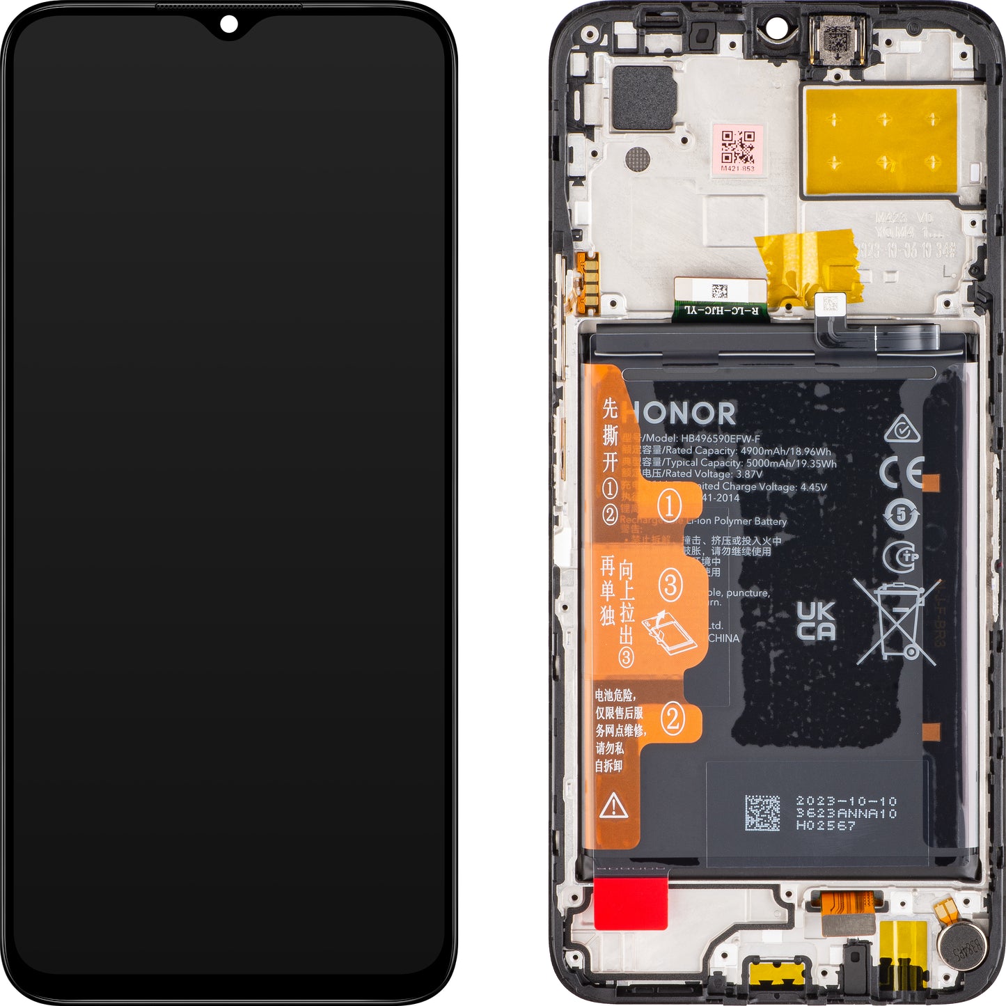 Display sa Touchscreen-om Honor 70 Lite, sa Ramom i Baterijom, Crni, Service Pack 0235AFJJ