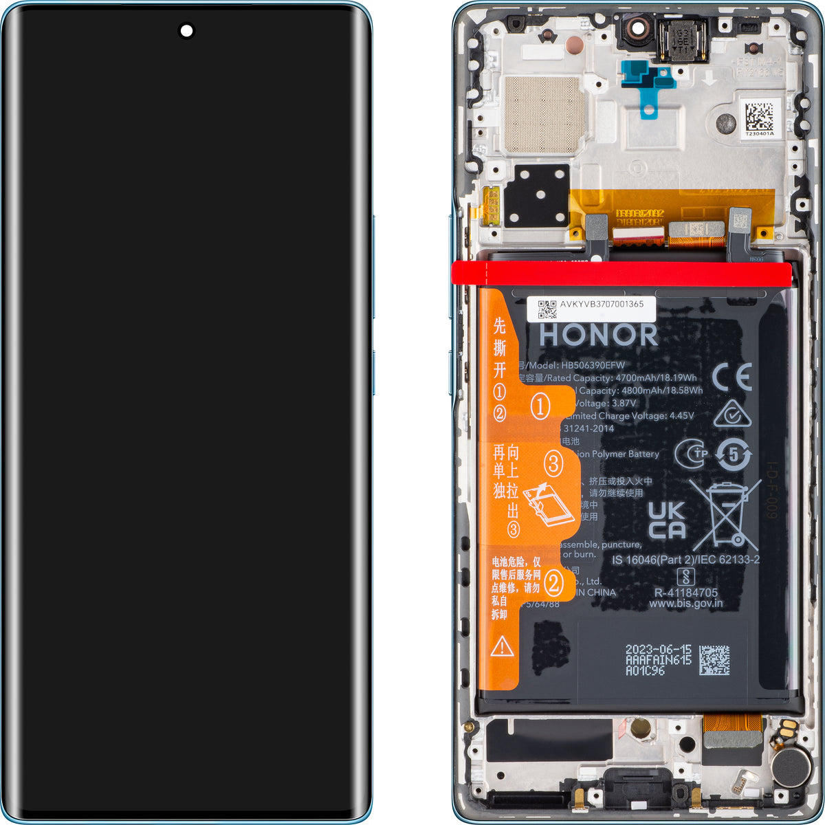 Display sa Touchscreen-om Honor 70, sa Ramom i Baterijom, Plavi (Icelandic Frost), Service Pack 0235ACMJ