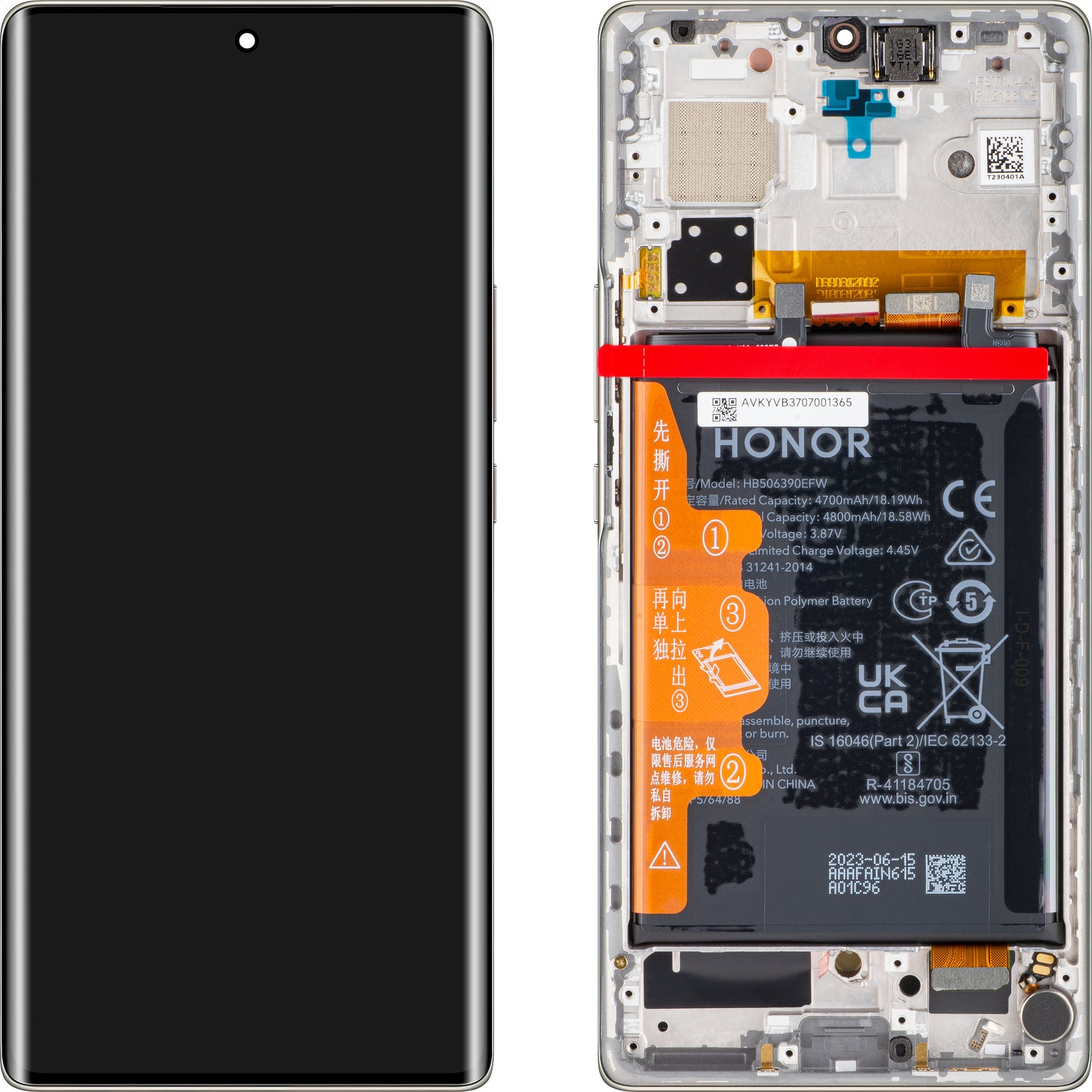 Display sa Touchscreen-om Honor 70, sa Ramom i Baterijom, Srebrni (Crystal Silver), Service Pack 0235ACMG
