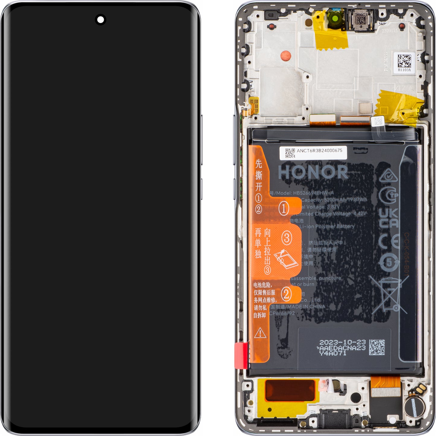 Display sa Touchscreen-om Honor Magic6 Lite, sa Ramom i Baterijom, Srebrni (Titanium Silver), Service Pack 0235AHHR