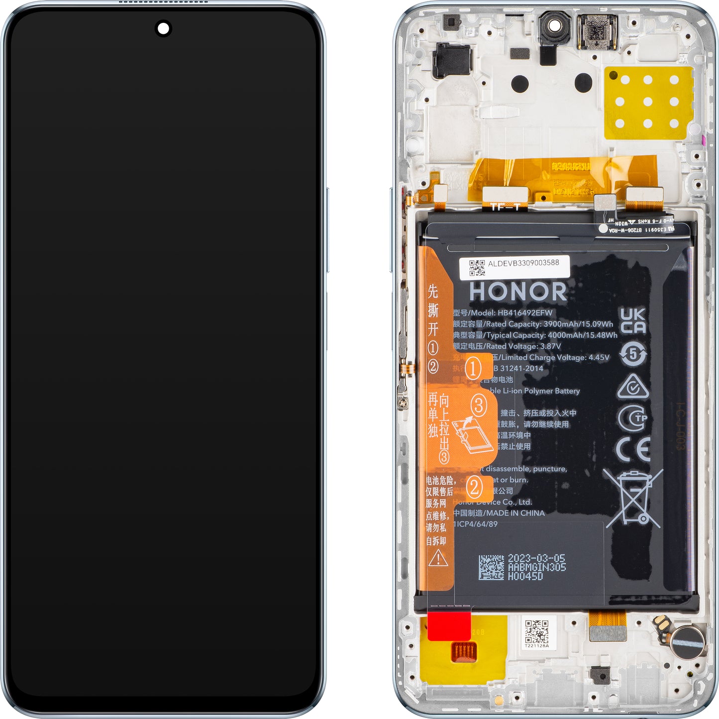 Display sa Touchscreen-om Honor X8 4G, sa Ramom i Baterijom, Srebrni (Titanium Silver), Service Pack 0235ACDS