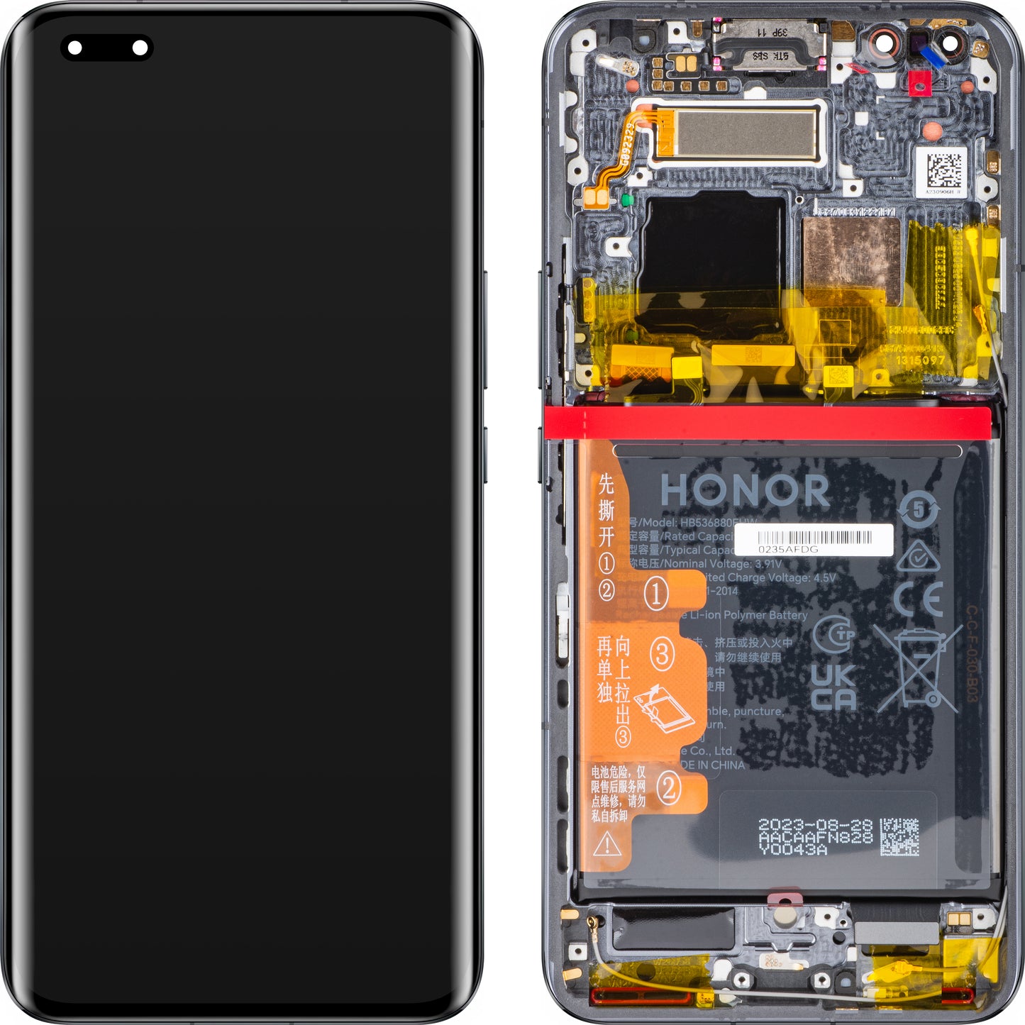 Display sa Touchscreen-om Honor Magic5 Pro, sa Ramom i Baterijom, Crni, Service Pack 0235AFDG