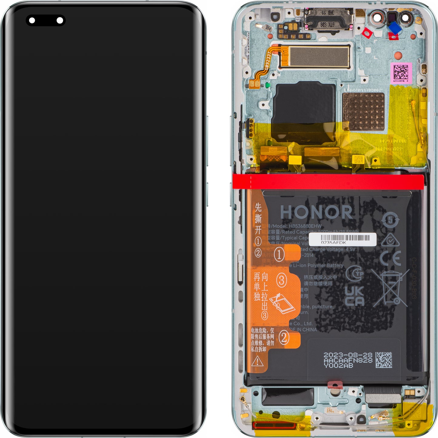 Display sa Touchscreen-om Honor Magic5 Pro, sa Ramom i Baterijom, Zelen (Meadow Green), Service Pack 0235AFDK