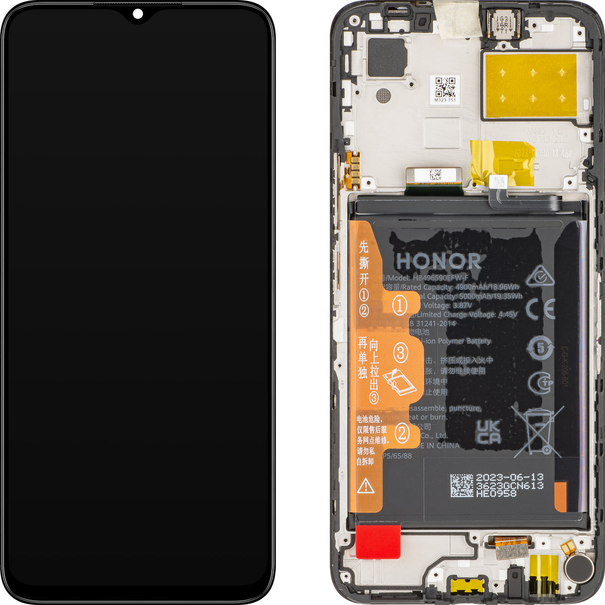 Display sa Touchscreen-om Honor X6, sa Ramom i Baterijom, Crni (Midnight Black), Service Pack 0235ADJX