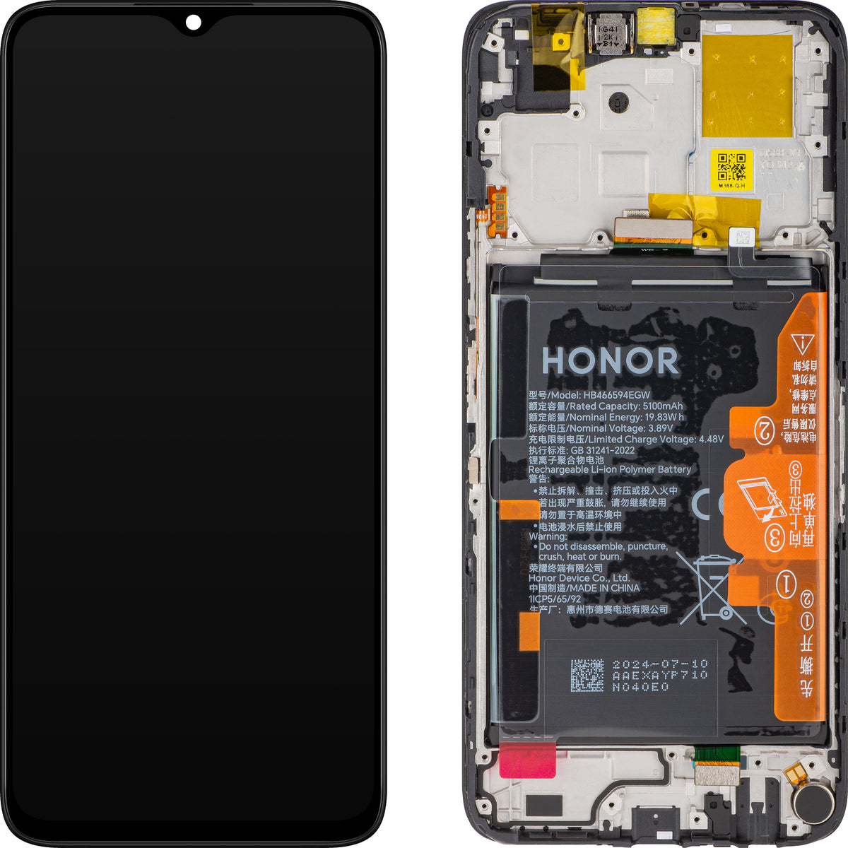 Display sa ekranom osetljivim na dodir Honor X5 Plus / X6a, sa ramom i baterijom, crna, Service Pack 0235AJLY