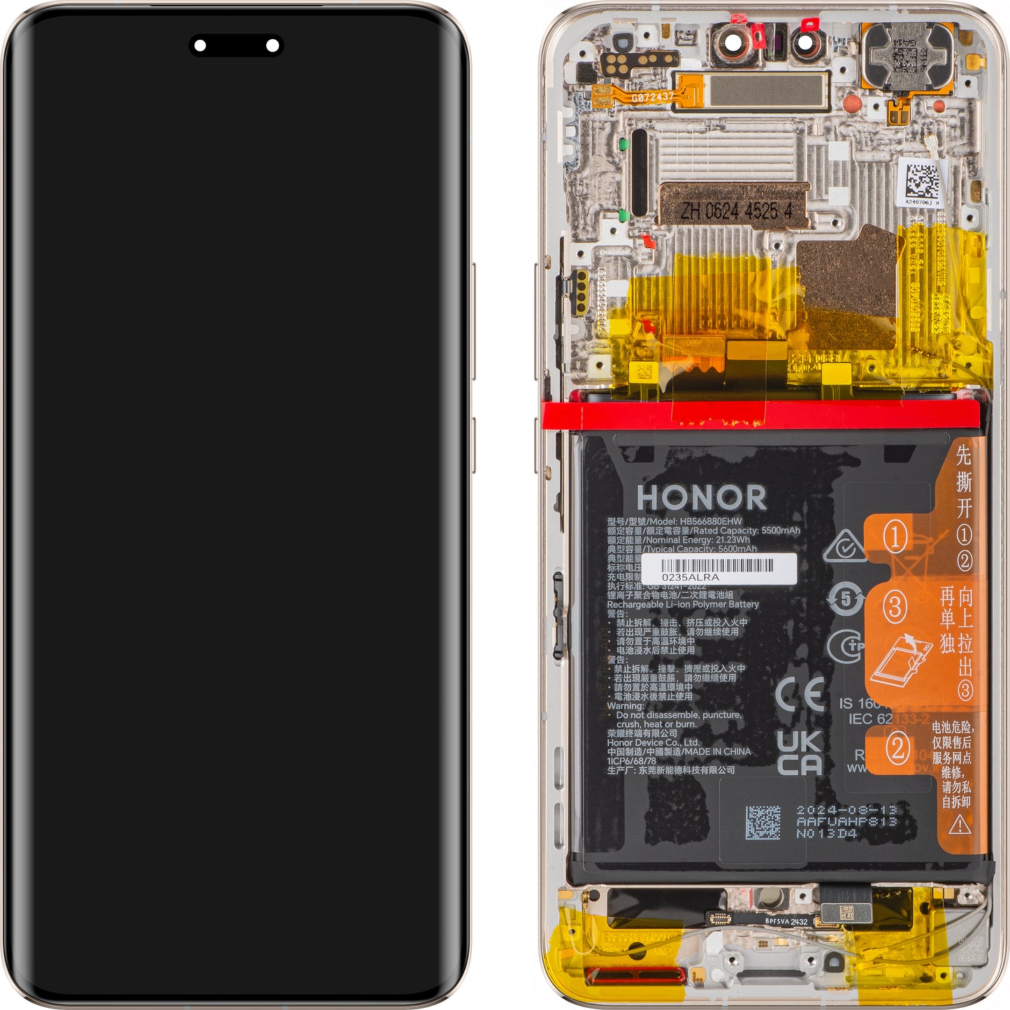 Display sa Touchscreen-om Honor Magic6 Pro, sa Ramom i Baterijom, Zlatni, Service Pack 0235ALRA