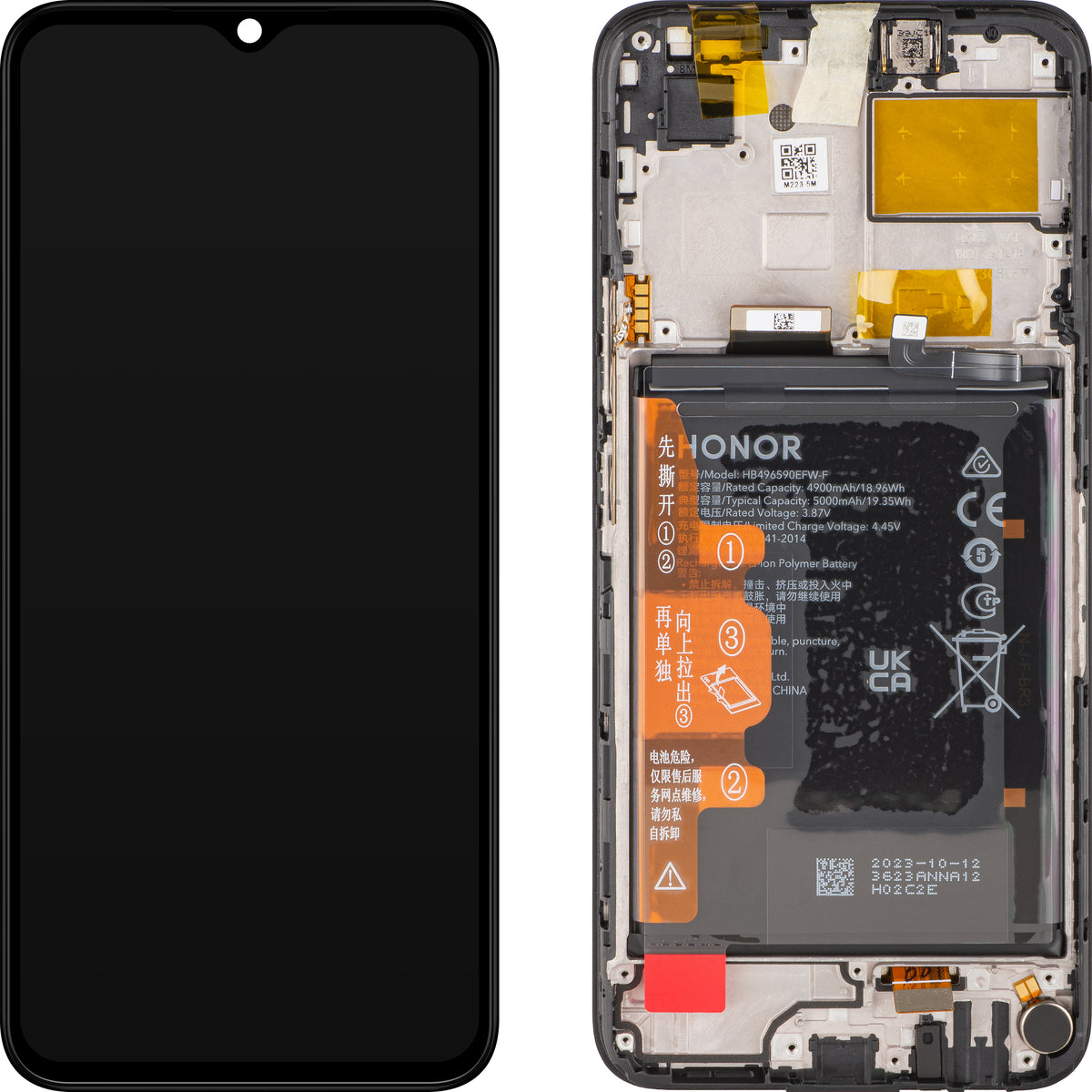 Display sa Touchscreen-om Honor X5, sa Ramom i Baterijom, Crni, Service Pack 0235AENL