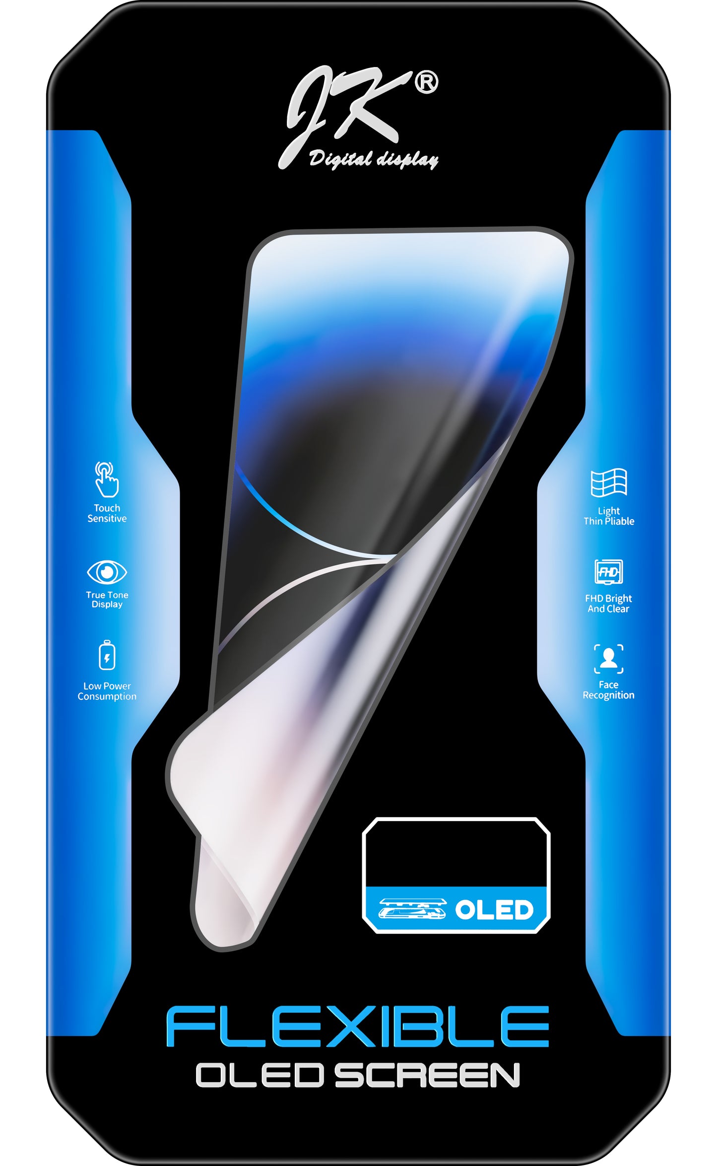 Display sa Touchscreenom JK za Apple iPhone 12 / 12 Pro, sa Ramom, OLED IC Movable verzija, Crni