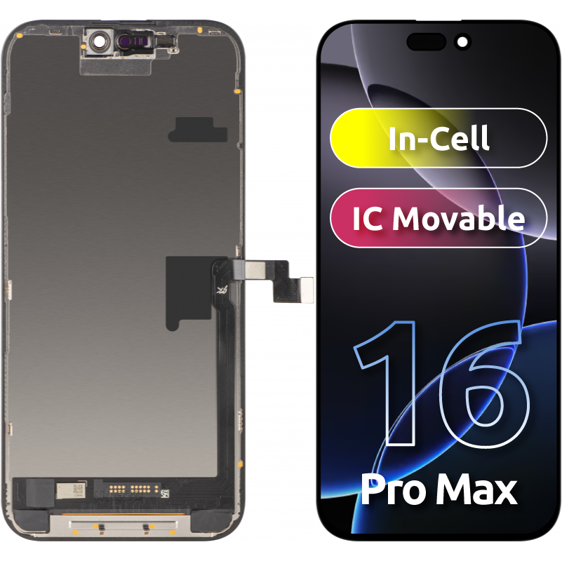 Display sa Touchscreenom JK za Apple iPhone 16 Pro Max, sa Ramom, LCD In-Cell IC Movable verzija, Crni