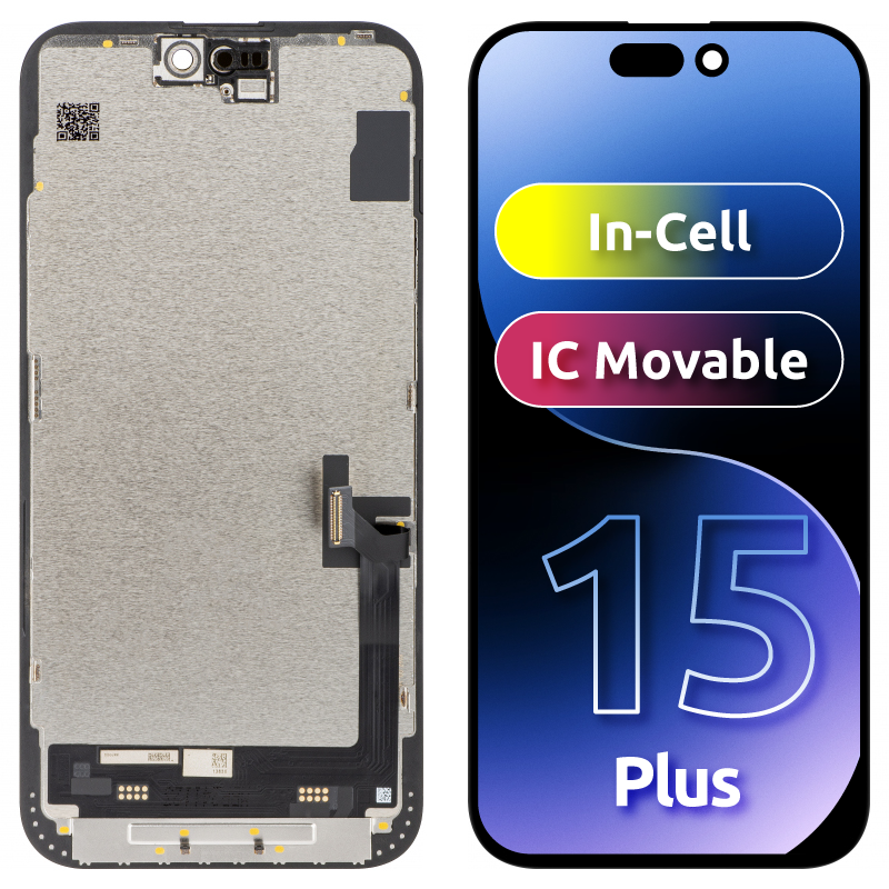 Display sa Touchscreenom JK za Apple iPhone 15 Plus, sa Ramom, LCD In-Cell Verzija, Crni