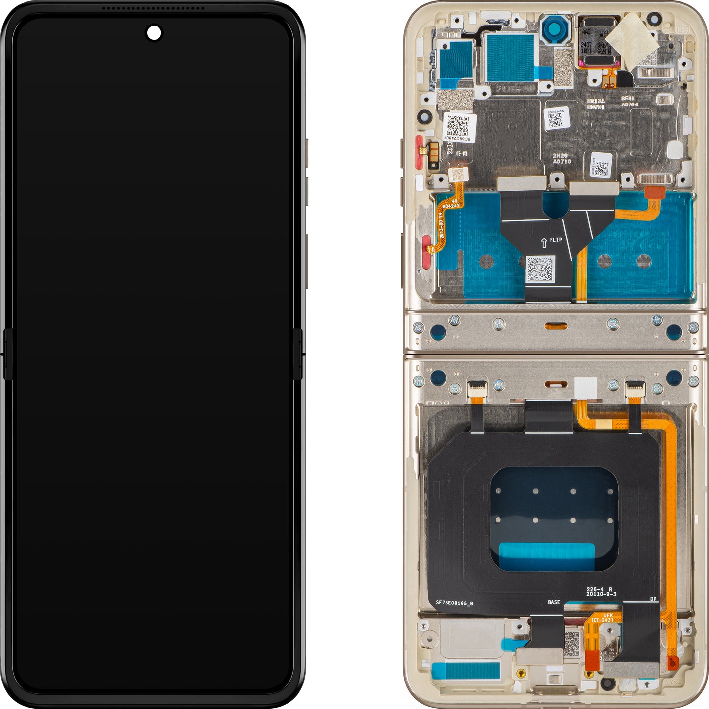 Display sa Touchscreen-om Motorola Razr 2024 / Razr 50, sa Ramom, Pod Inner, Krem (Pumice Stone), Service Pack 5D68C24807