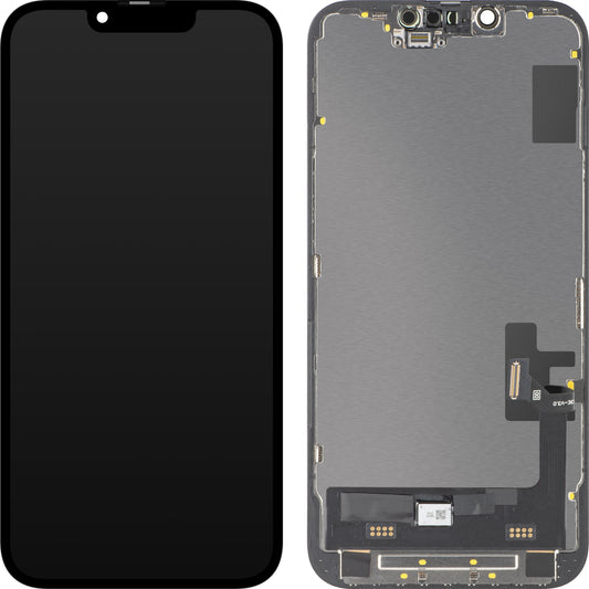 Display sa Touchscreen MP kompatibilan sa Apple iPhone 14, sa Ramom, Soft OLED FHD Diagnostic verzija, Crni