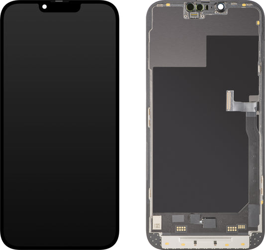 Display sa Touchscreen MP kompatibilan sa Apple iPhone 13 Pro Max, sa Ramom, Soft OLED 120Hz FHD Diagnostic verzija, Crni
