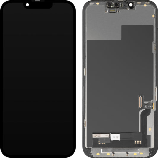 Display sa Touchscreen MP kompatibilan sa Apple iPhone 13, sa Ramom, Soft OLED FHD Diagnostic verzija, Crni