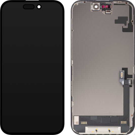 Display sa Touchscreen MP kompatibilan sa Apple iPhone 16, sa Ramom, Soft OLED FHD Diagnostic verzija, Crni