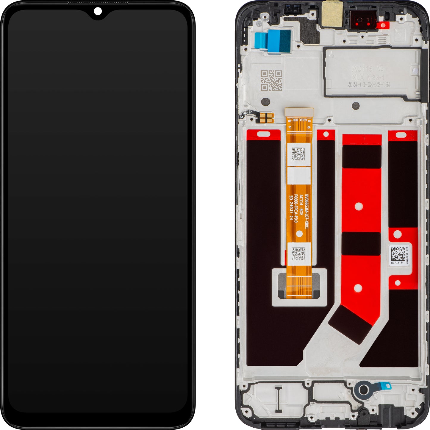 Display sa Touchscreen-om Oppo A18 / A38, sa Ramom, Crni, Service Pack 621029000099