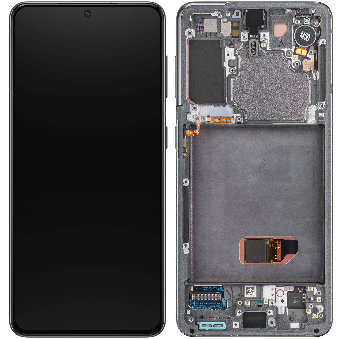 Display sa Touchscreen-om Samsung Galaxy S21 5G G991, sa Ramom, Sivi, Service Pack GH82-24544A