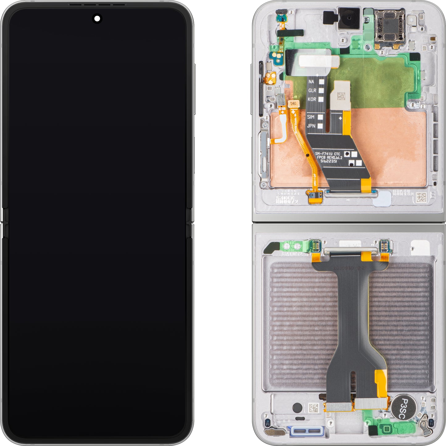 Display sa Touchscreenom Samsung Galaxy Z Flip6 F741, sa Ramom, Sub Inner, Srebrni (Silver Shadow), Service Pack GH82-35013A