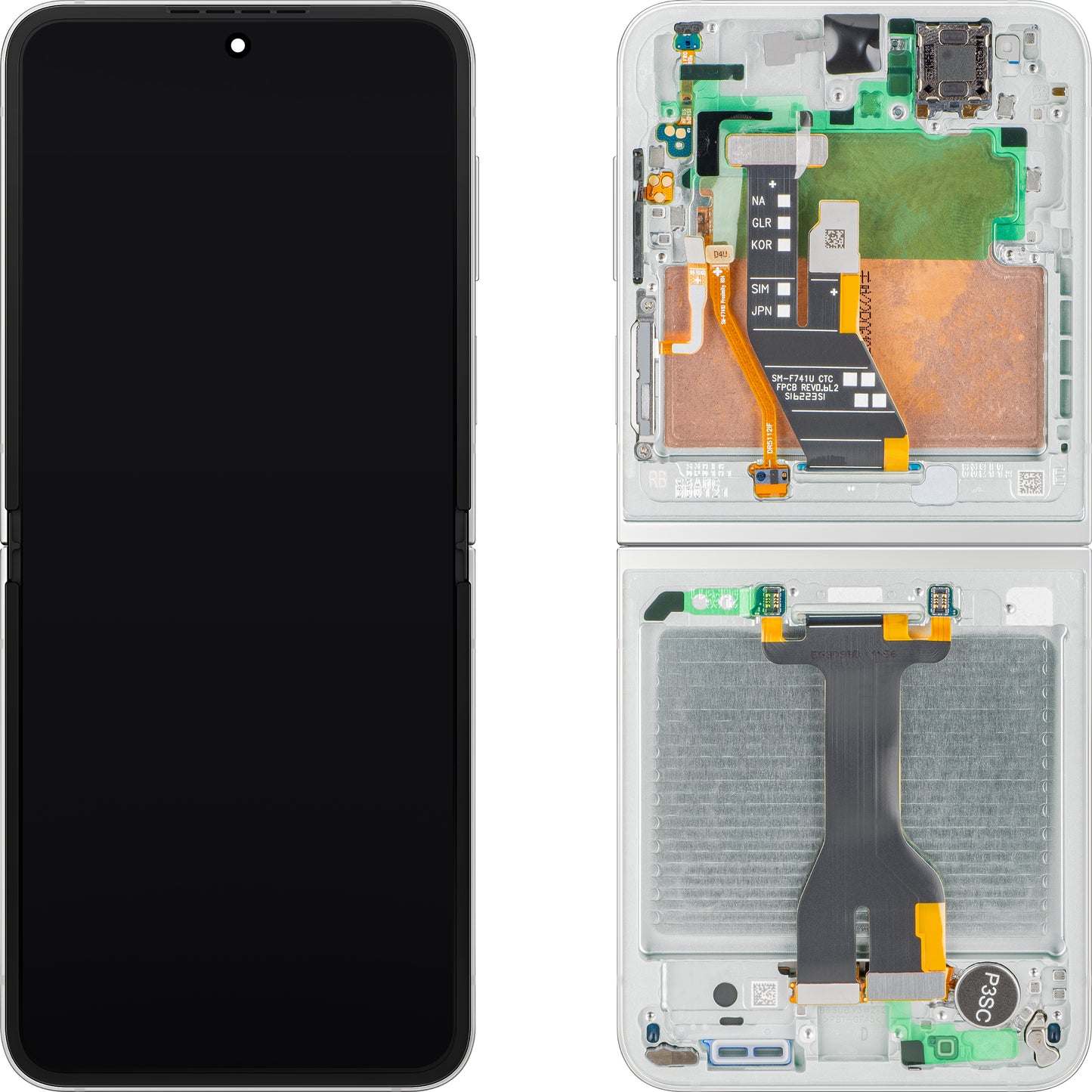 Display sa Touchscreenom Samsung Galaxy Z Flip7 FE F761, sa Ramom, Sub Inner, Beli, Service Pack GH82-37734B