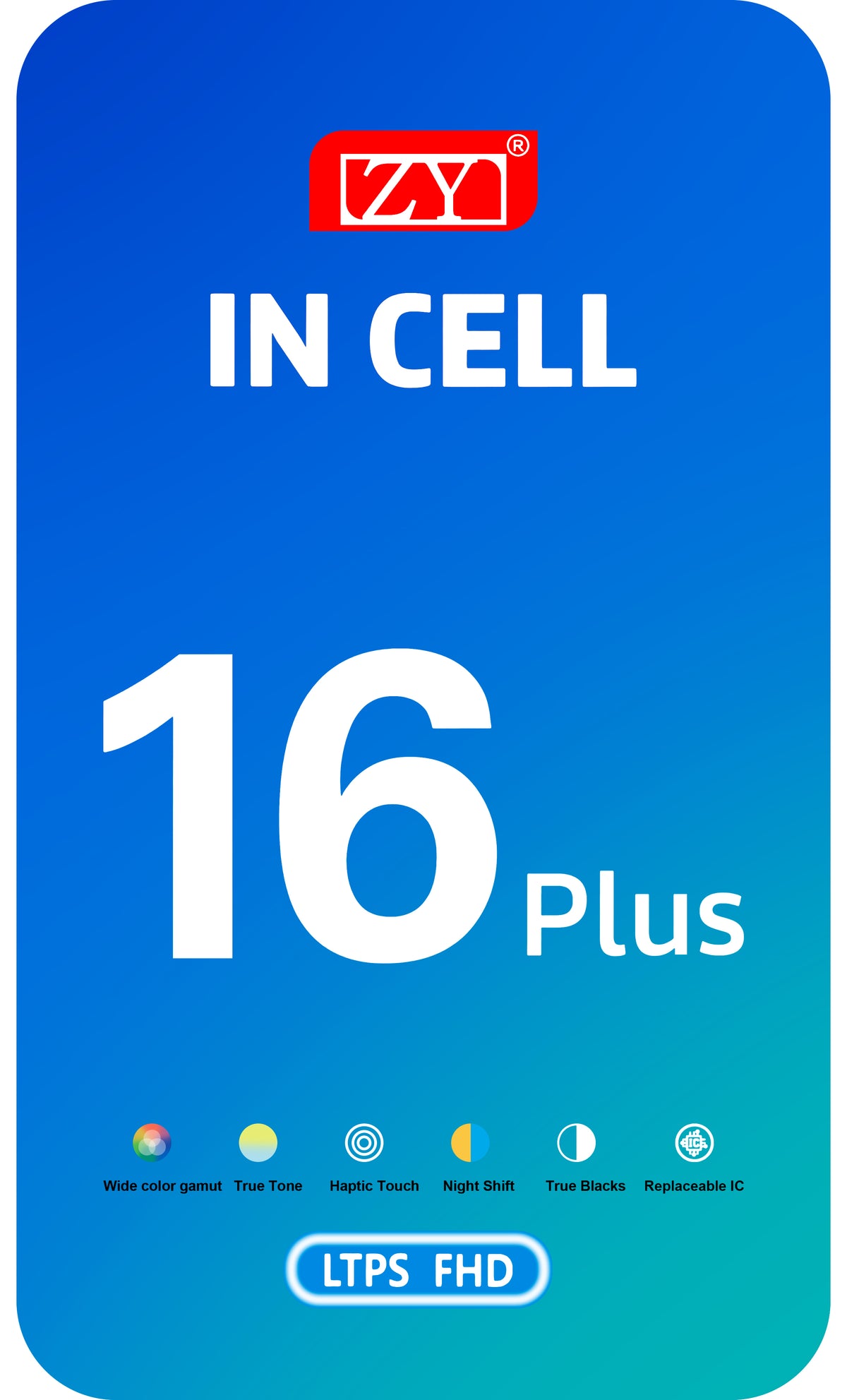 Display sa Touchscreenom ZY za Apple iPhone 16 Plus, sa Ramom, LCD In-Cell IC Movable verzija, Crni