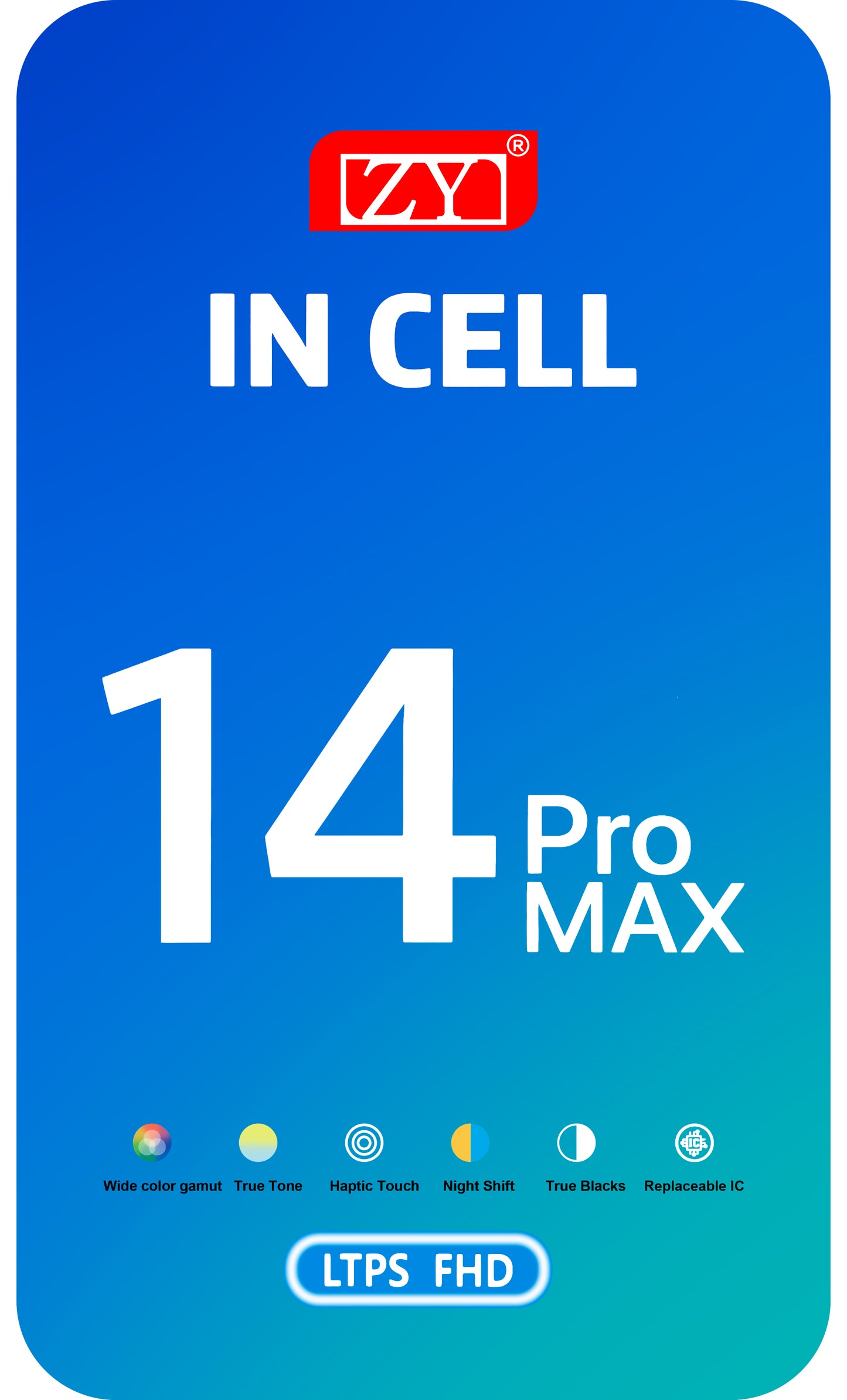 Display sa Touchscreenom ZY za Apple iPhone 14 Pro Max, sa Ramom, LCD In-Cell IC Movable verzija, Crni