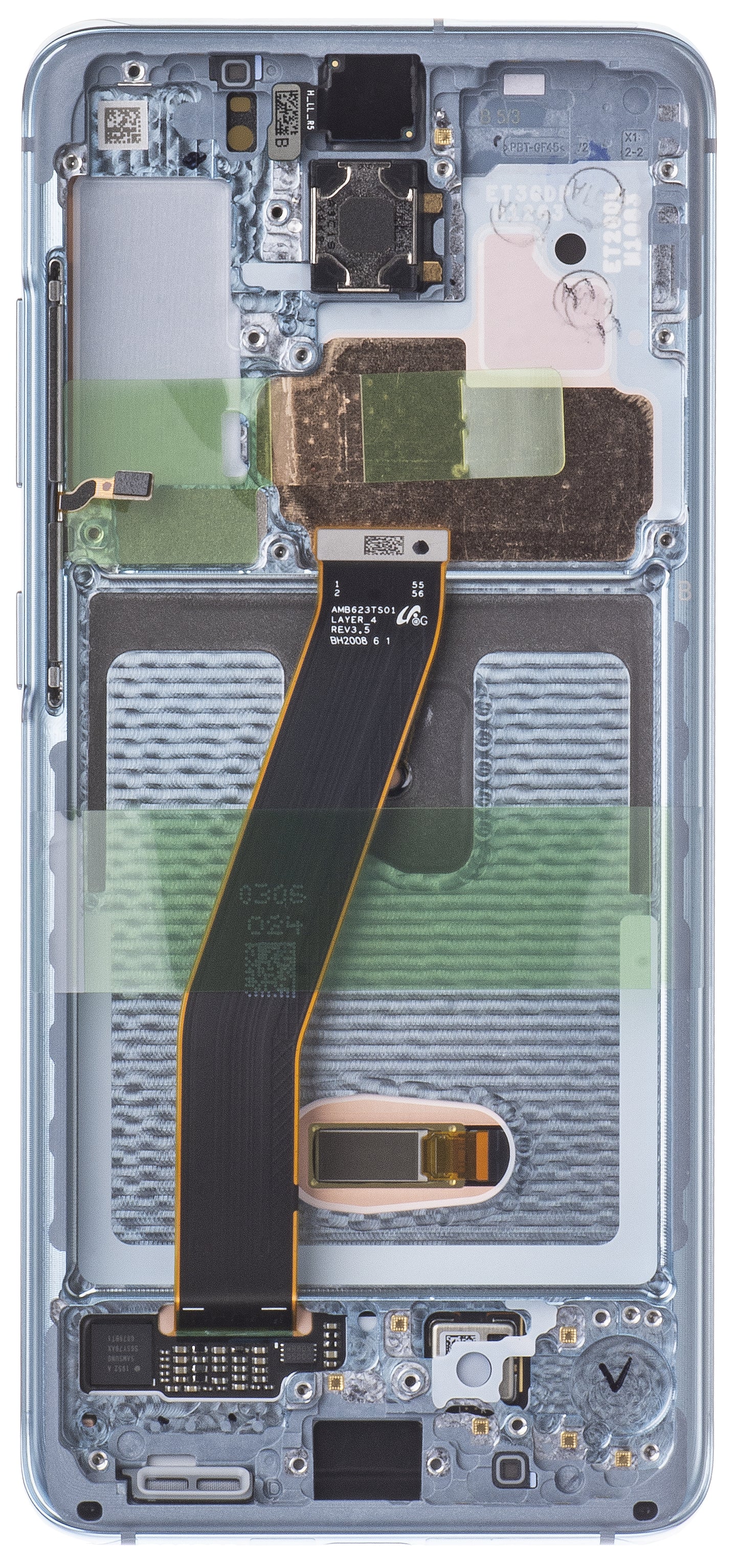 Display sa Touchscreen-om Samsung Galaxy S20 5G G981 / S20 G980, sa Ramom, Plavi, Service Pack GH82-22131D