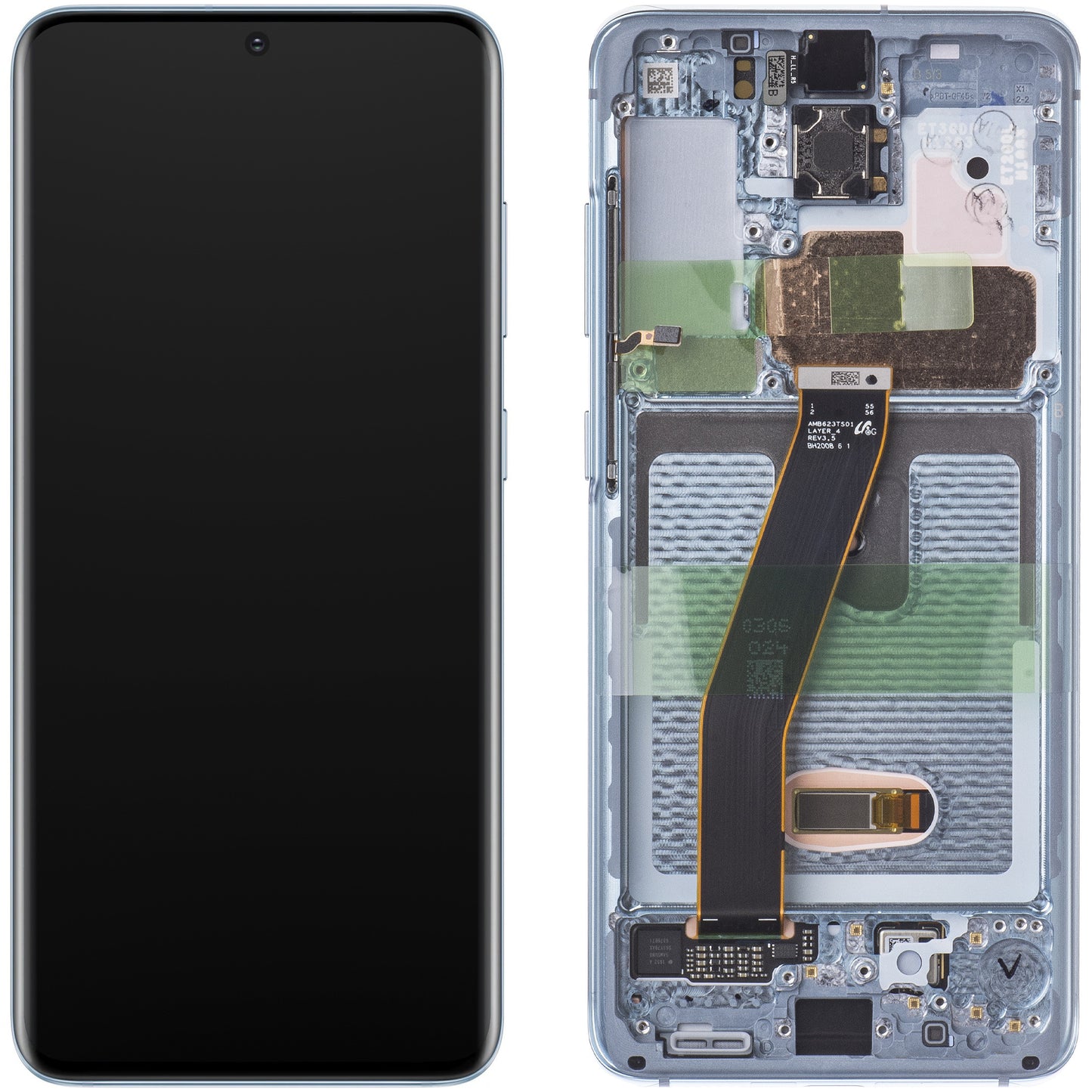 Display sa Touchscreen-om Samsung Galaxy S20 5G G981 / S20 G980, sa Ramom, Plavi, Service Pack GH82-22131D