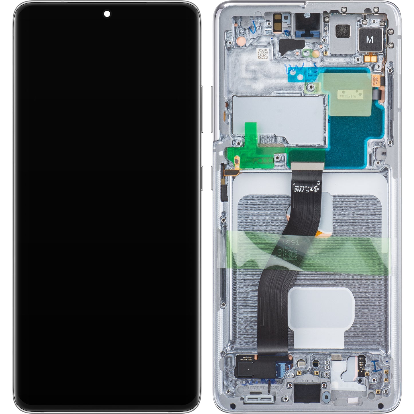 Display sa Touchscreen-om Samsung Galaxy S21 Ultra 5G G998, sa Ramom, Srebrni, Service Pack GH82-26035B