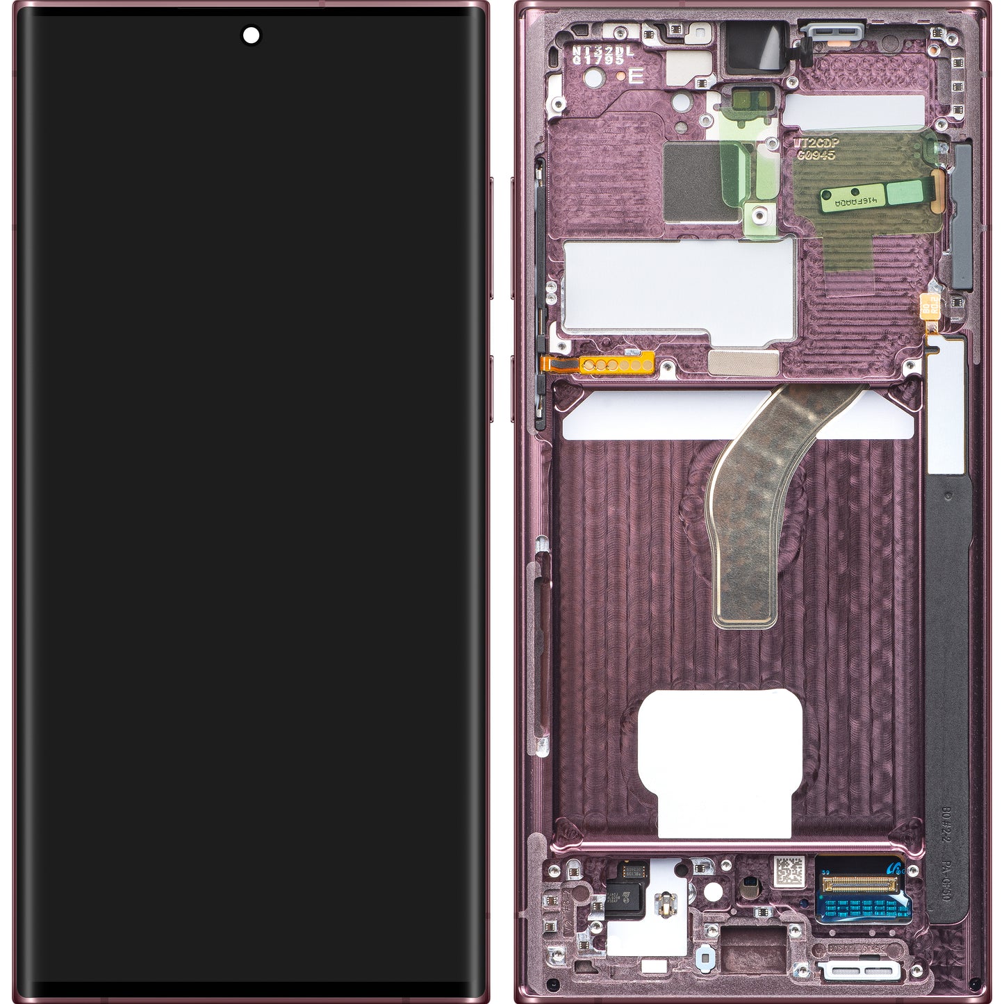 Display sa Touchscreen-om Samsung Galaxy S22 Ultra 5G S908, sa Ramom, Burgundac, Service Pack GH82-27488B