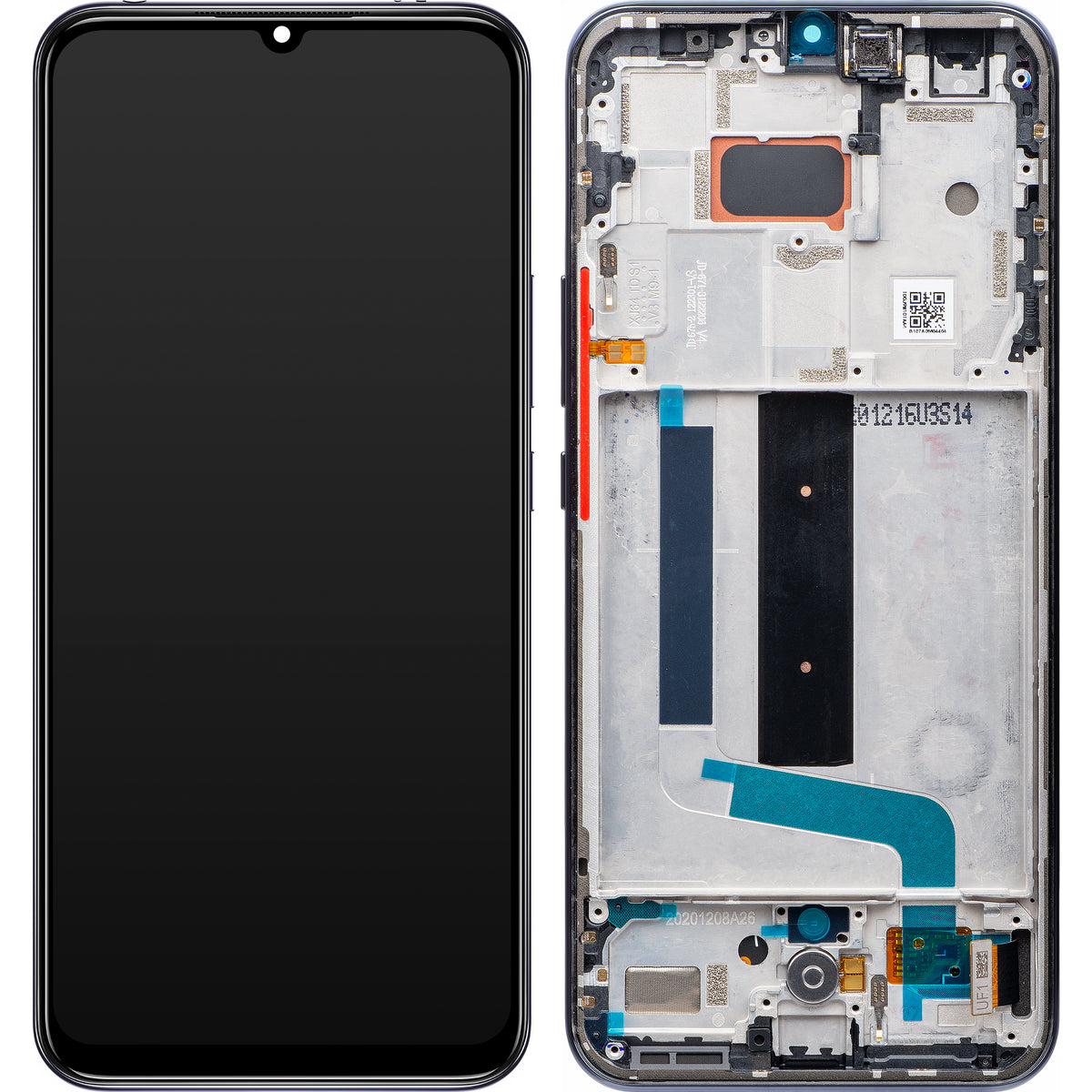 Display sa ekranom osetljivim na dodir Xiaomi Mi 10 Lite 5G, sa ramom, siva, Service Pack 56000400J900