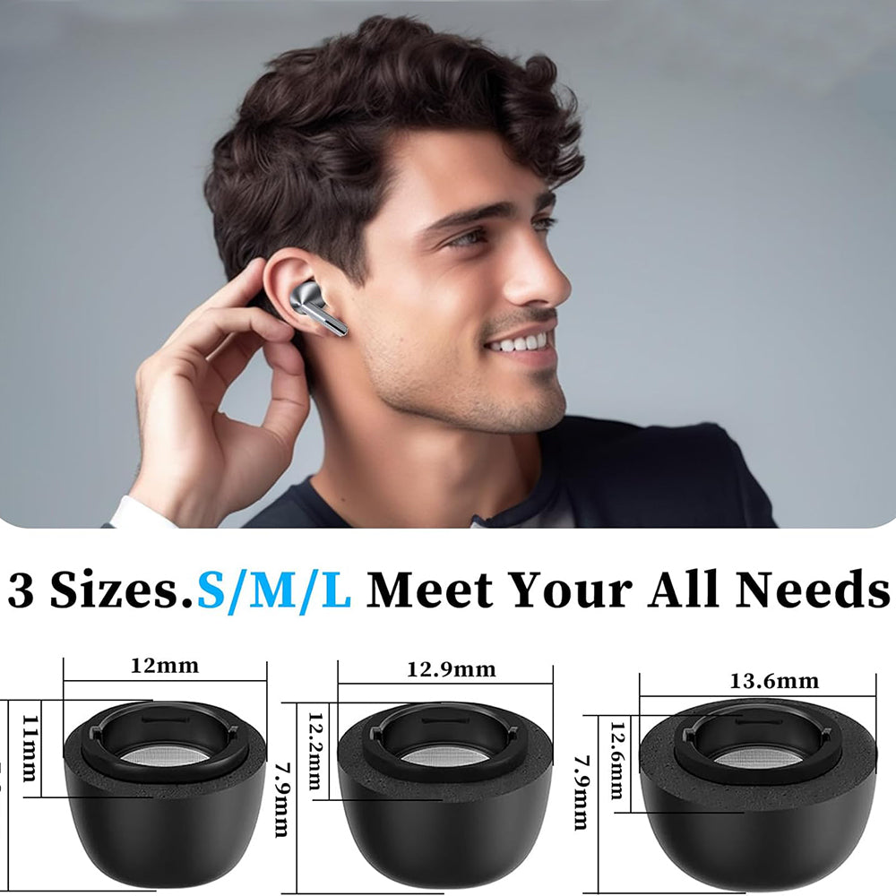 Čepovi Techsuit ET3 za Samsung Galaxy Buds3 Pro, Veličina S / M / L, Crni