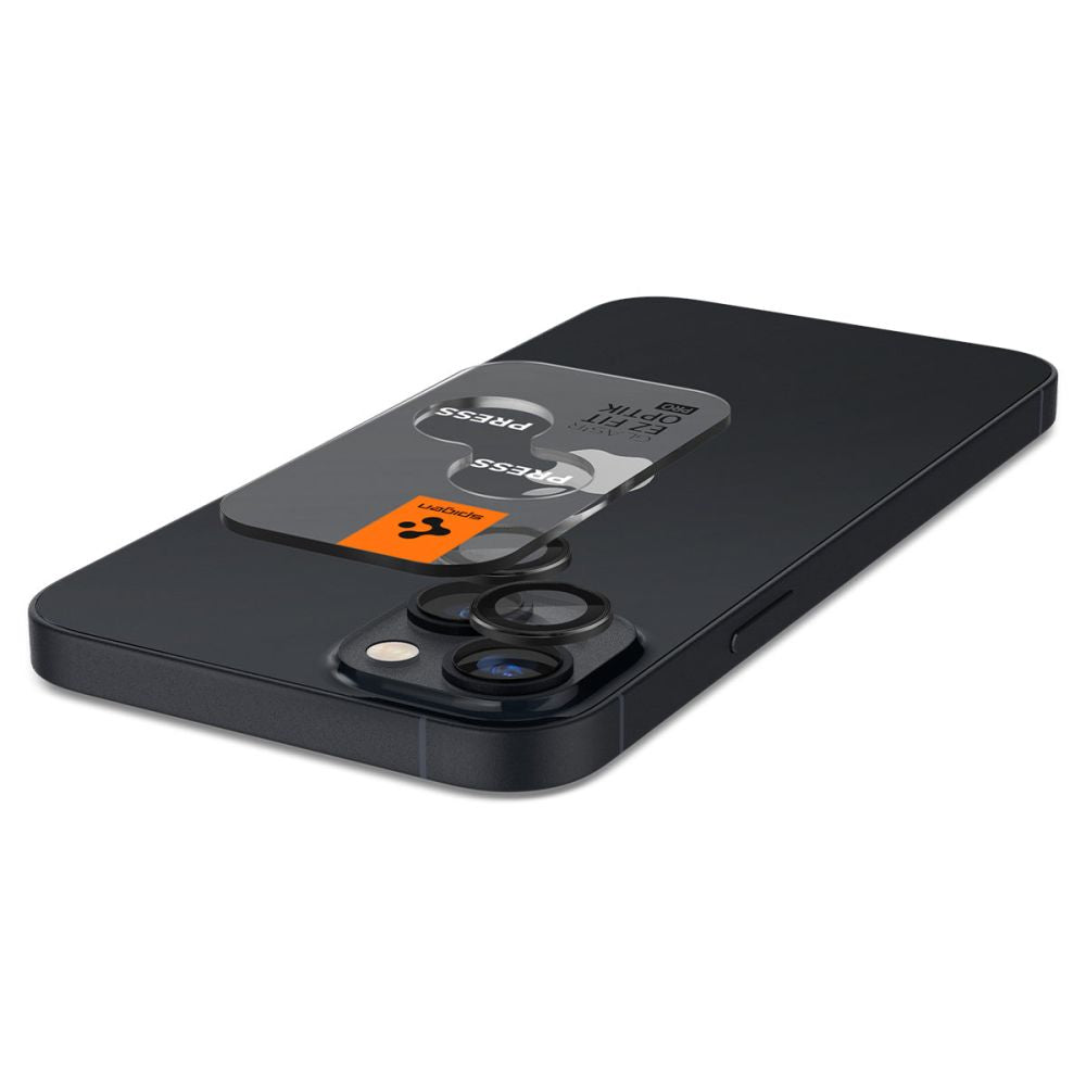 Zaštitna folija za zadnju kameru Spigen GlastR EZ FIT Optik Pro za Apple iPhone 15 Plus / 15, Kaljeno staklo, Set od 2 komada, Crna AGL05213