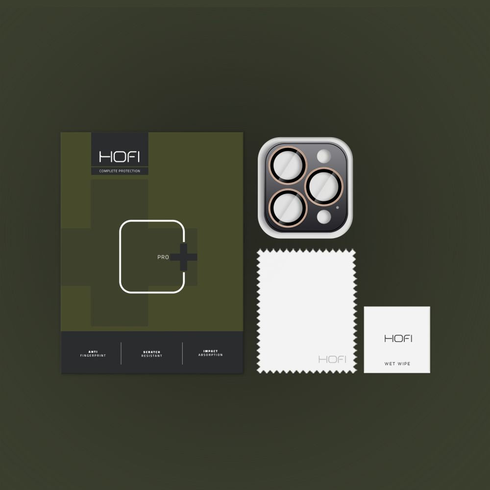 Folija za zaštitu zadnje kamere HOFI CamRing PRO+ za Apple iPhone 16 Pro Max / 16 Pro, Kaljeno staklo, Zlatna