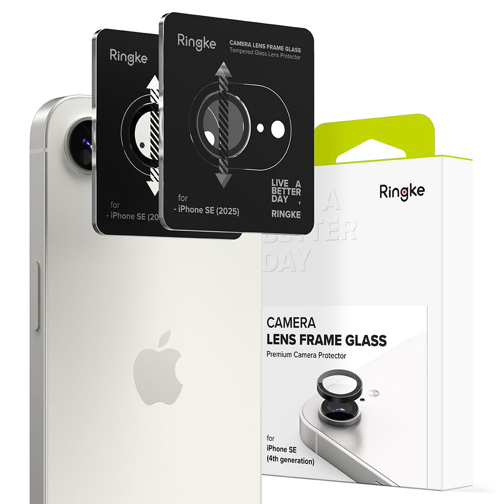 Folija za zaštitu zadnje kamere Ringke za Apple iPhone 16e, Kaljeno staklo, Set od 2 komada, Crna