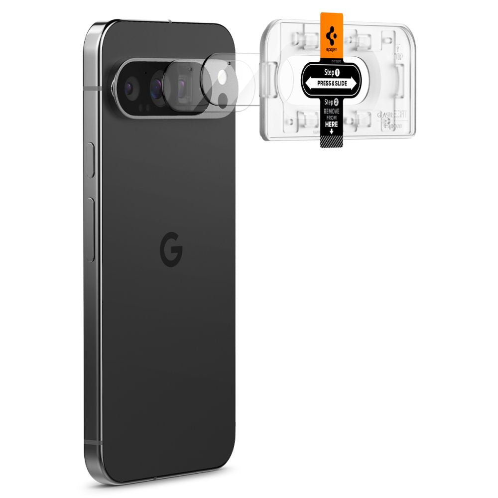 Folija za zaštitu zadnje kamere Spigen EZ FIT za Google Pixel 9 Pro, Kaljeno staklo, Set od 2 komada AGL08444