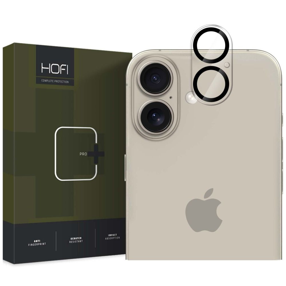 Folija za zaštitu zadnje kamere HOFI CAM PRO+ za Apple iPhone 16 Plus / 16, Kaljeno staklo, Crna