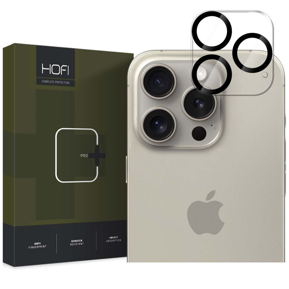 Folija za zaštitu zadnje kamere HOFI CAM PRO+ za Apple iPhone 16 Pro Max / 16 Pro, Kaljeno staklo, Crna