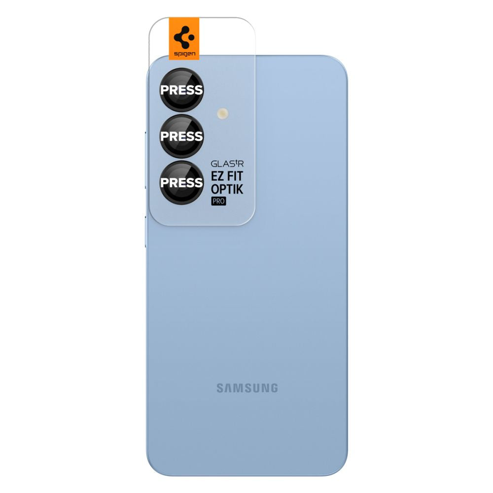 Folija za zaštitu zadnje kamere Spigen GlastR EZ FIT Optik Pro HD za Samsung Galaxy S25 S931, Kaljeno staklo, Set 2 komada, Crna AGL09092