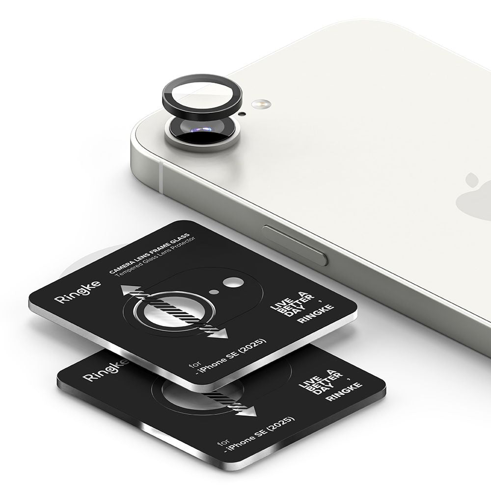 Folija za zaštitu zadnje kamere Ringke za Apple iPhone 16e, Kaljeno staklo, Set od 2 komada, Crna