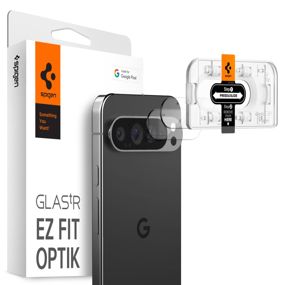 Folija za zaštitu zadnje kamere Spigen EZ FIT za Google Pixel 9 Pro, Kaljeno staklo, Set od 2 komada AGL08444